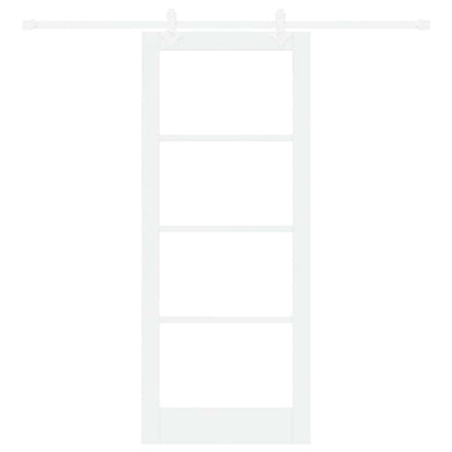 vidaXL Sliding Door 83 x 202 cm Solid Pine Wood and Glass White 4