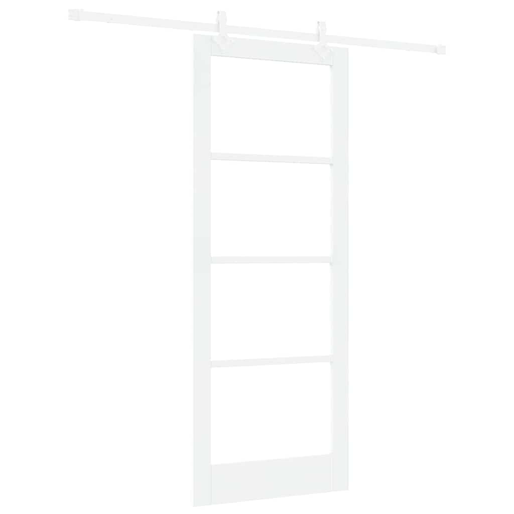 vidaXL Sliding Door 83 x 211 cm Solid Pine Wood and Glass White 2