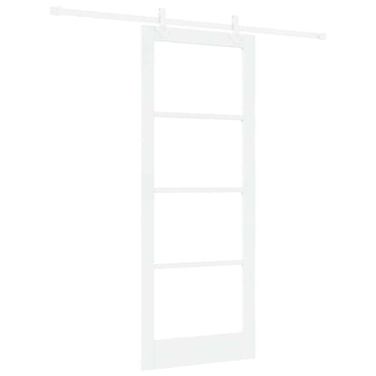 vidaXL Sliding Door 83 x 211 cm Solid Pine Wood and Glass White 2