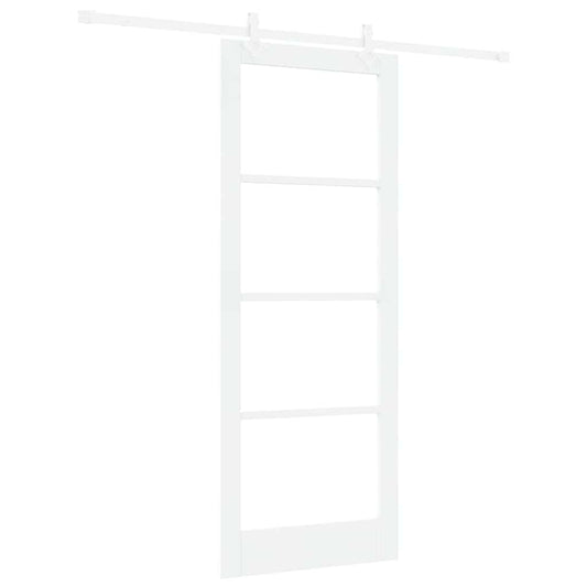 vidaXL Sliding Door 83 x 211 cm Solid Pine Wood and Glass White 2