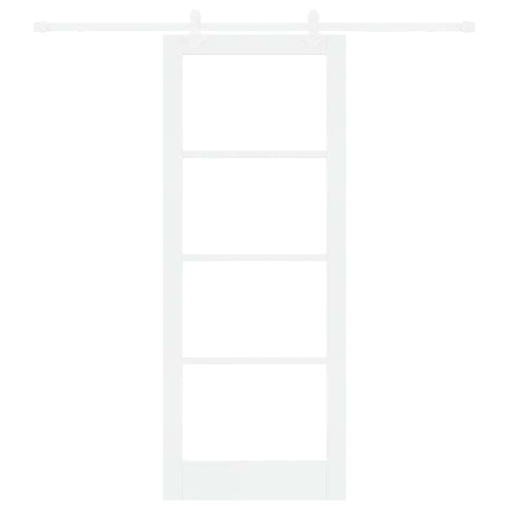 vidaXL Sliding Door 83 x 211 cm Solid Pine Wood and Glass White 4