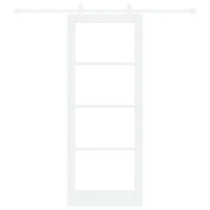 vidaXL Sliding Door 83 x 211 cm Solid Pine Wood and Glass White 4