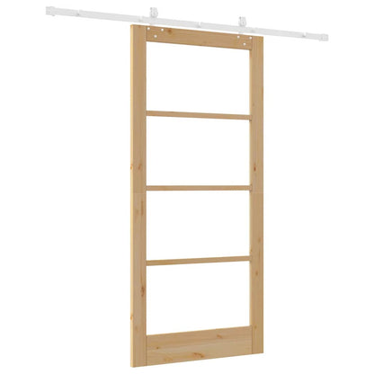 vidaXL Sliding Door 93 x 202 cm Solid Pine Wood and Glass Natural 6