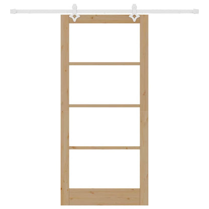 vidaXL Sliding Door 93 x 202 cm Solid Pine Wood and Glass Natural 4