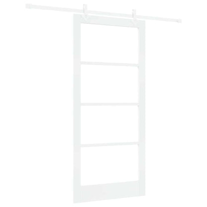 vidaXL Sliding Door 93 x 202 cm Solid Pine Wood and Glass White 2