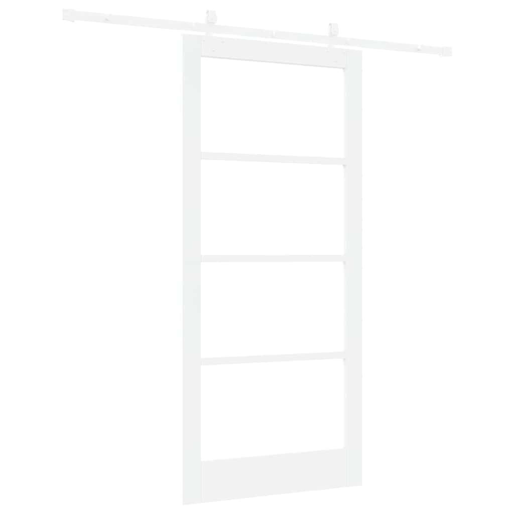vidaXL Sliding Door 93 x 202 cm Solid Pine Wood and Glass White 6