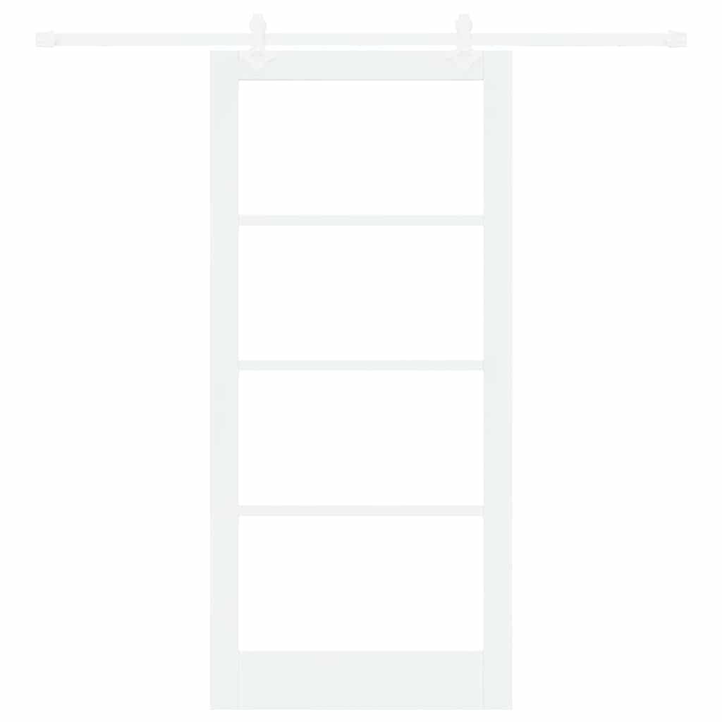 vidaXL Sliding Door 93 x 202 cm Solid Pine Wood and Glass White 4