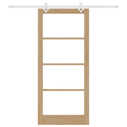 vidaXL Sliding Door 93 x 211 cm Solid Pine Wood and Glass Natural 4