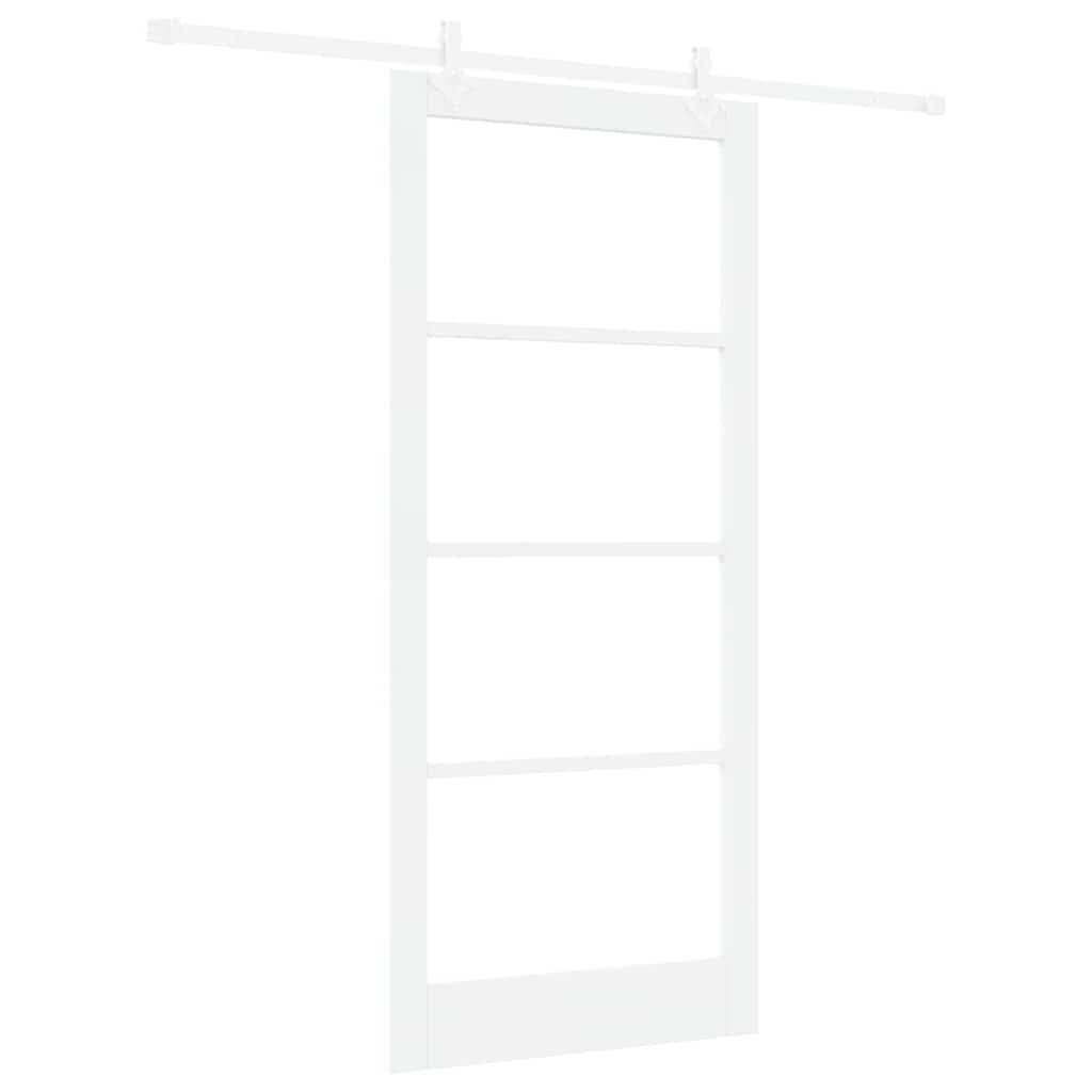Sliding Door Solid Pine Wood and Glass 200 cm White 93 cm 211 cm