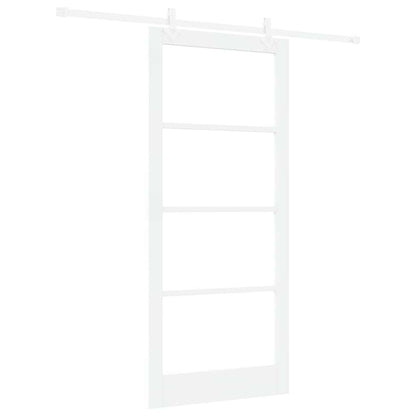 Sliding Door Solid Pine Wood and Glass 200 cm White 93 cm 211 cm