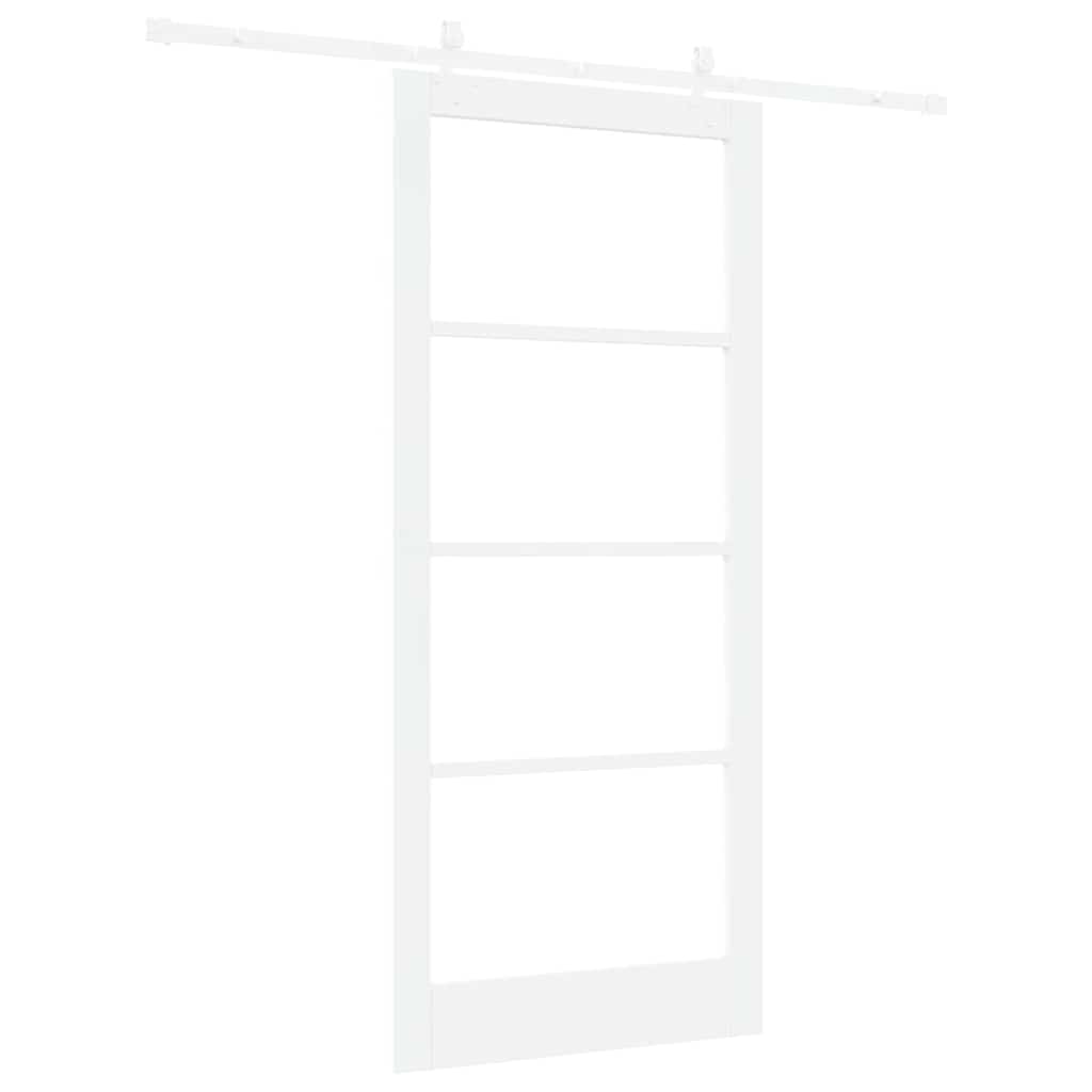 vidaXL Sliding Door 93 x 211 cm Solid Pine Wood and Glass White 6