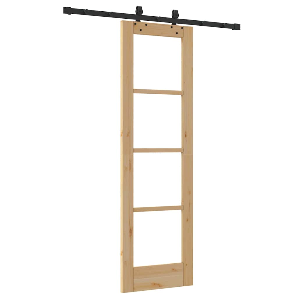 vidaXL Sliding Door Natural 61 x 198.5 cm Solid Pine Wood and Glass 6