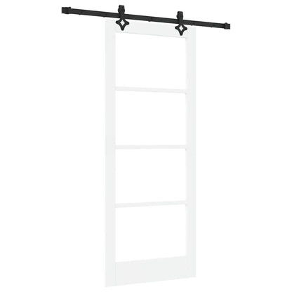 vidaXL Sliding Door White 83 x 202 cm Solid Pine Wood and Glass 2