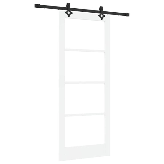 vidaXL Sliding Door White 83 x 202 cm Solid Pine Wood and Glass 2