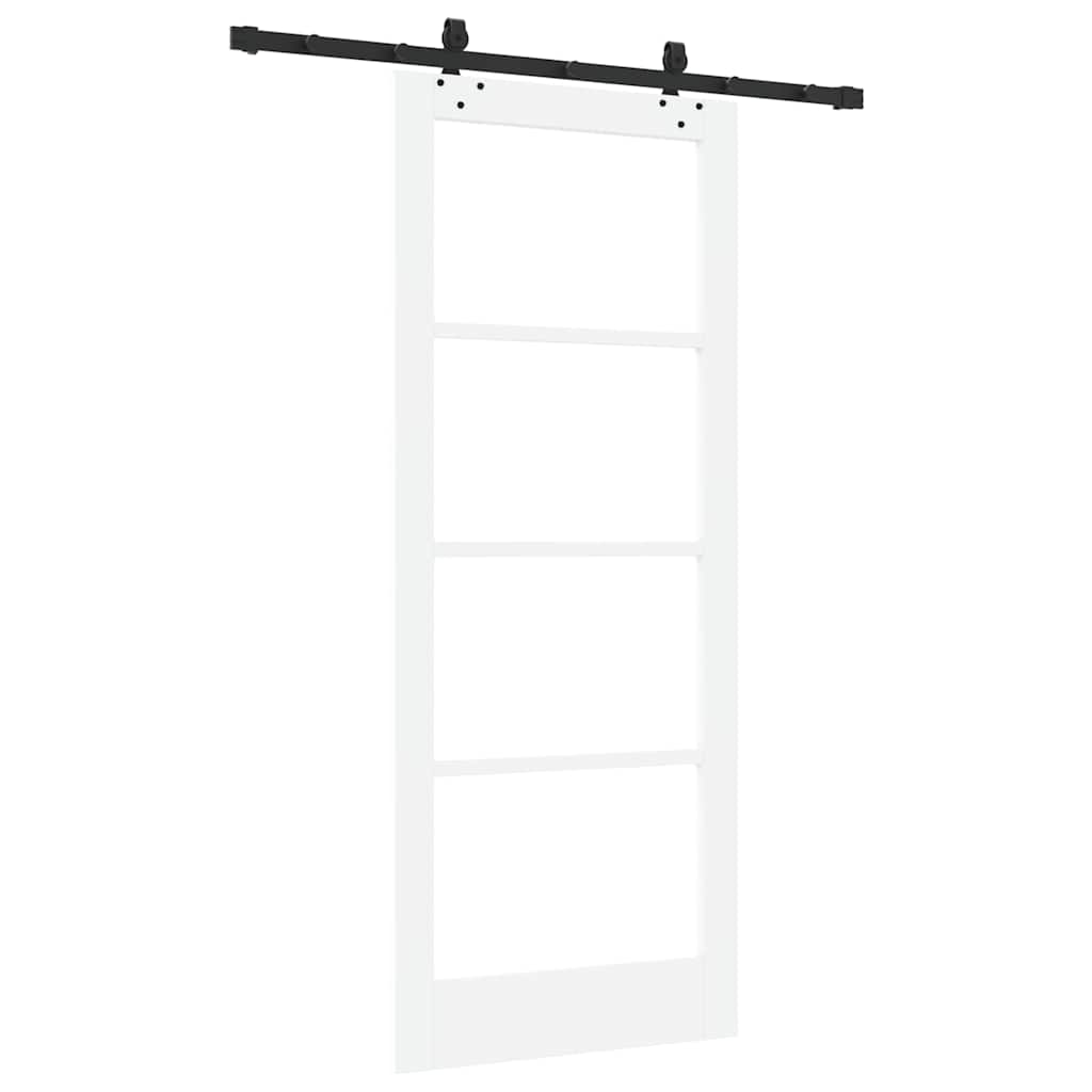vidaXL Sliding Door White 83 x 202 cm Solid Pine Wood and Glass 6