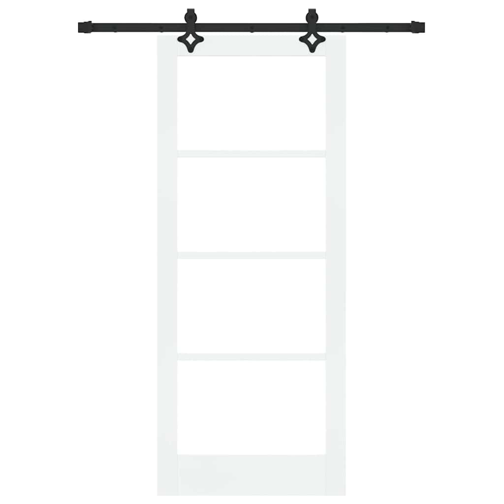 vidaXL Sliding Door White 83 x 202 cm Solid Pine Wood and Glass 4