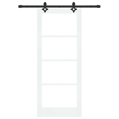 vidaXL Sliding Door White 83 x 202 cm Solid Pine Wood and Glass 4