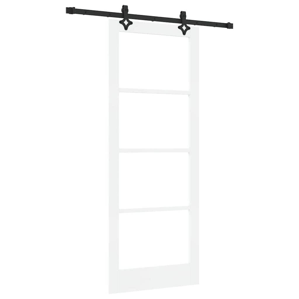 vidaXL Sliding Door White 83 x 211 cm Solid Pine Wood and Glass 2