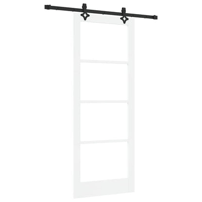 vidaXL Sliding Door White 83 x 211 cm Solid Pine Wood and Glass 2