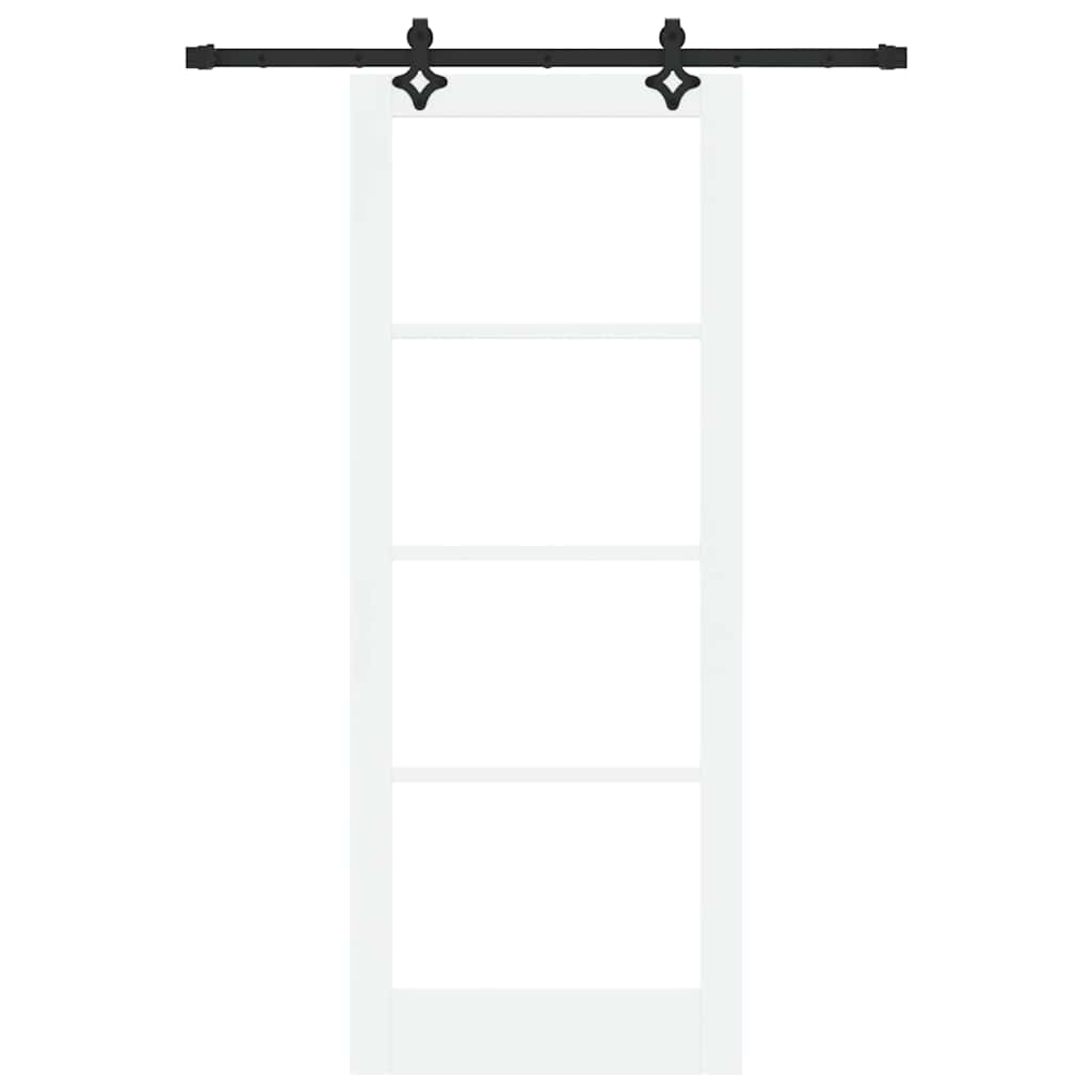 vidaXL Sliding Door White 83 x 211 cm Solid Pine Wood and Glass 4