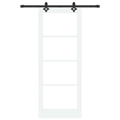 vidaXL Sliding Door White 83 x 211 cm Solid Pine Wood and Glass 4