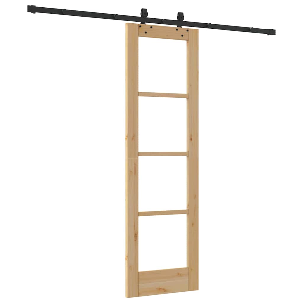 vidaXL Sliding Door Natural 61 x 198.5 cm Solid Pine Wood and Glass 6