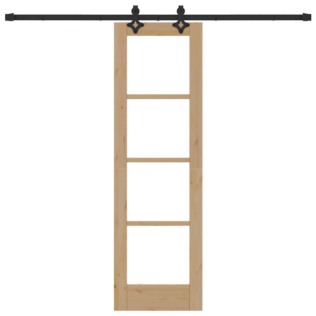 vidaXL Sliding Door Natural 61 x 198.5 cm Solid Pine Wood and Glass 4