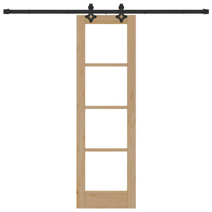 vidaXL Sliding Door Natural 61 x 198.5 cm Solid Pine Wood and Glass 4