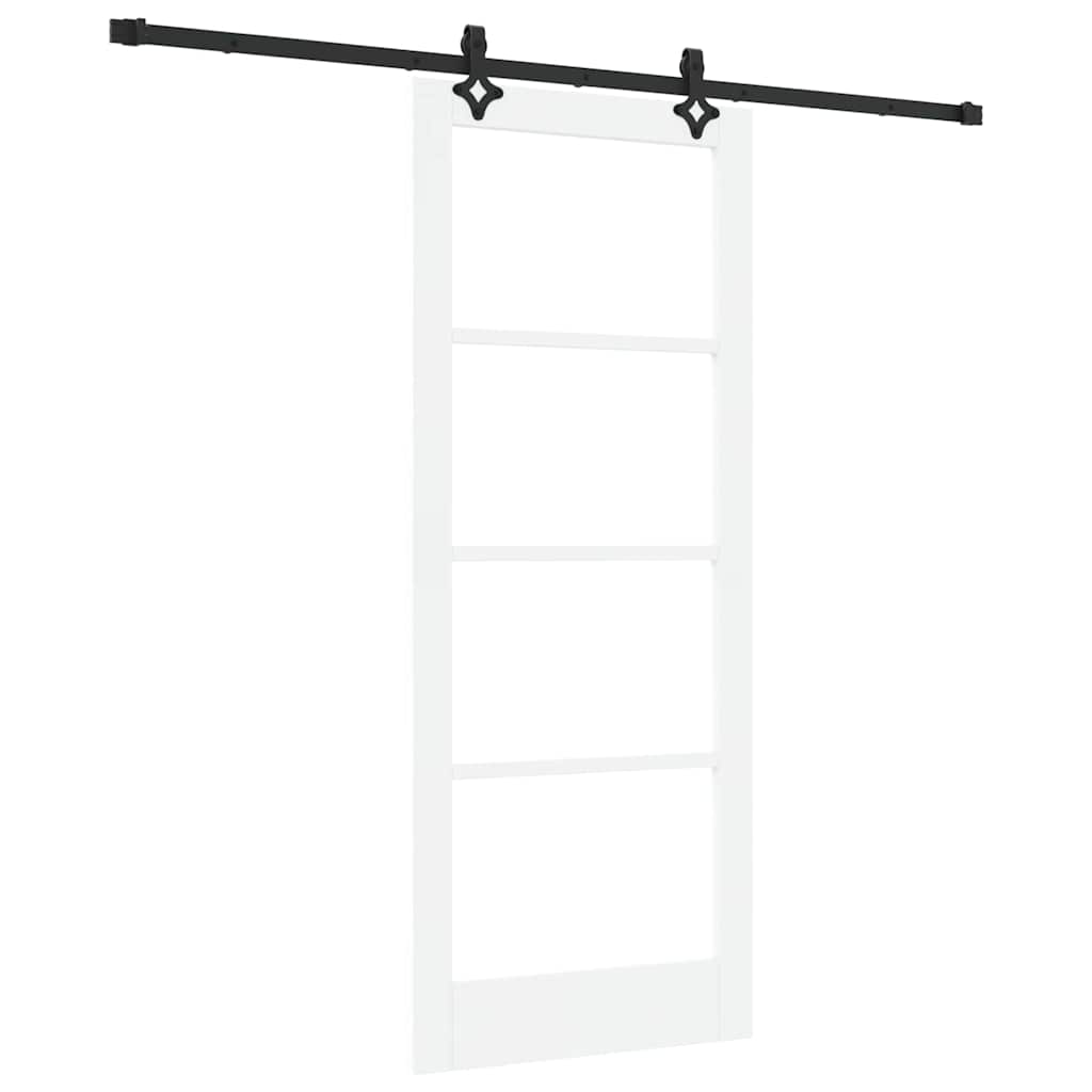vidaXL Sliding Door White 83 x 202 cm Solid Pine Wood and Glass 2