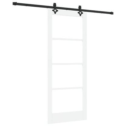 vidaXL Sliding Door White 83 x 202 cm Solid Pine Wood and Glass 2