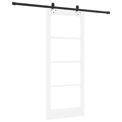 vidaXL Sliding Door White 83 x 202 cm Solid Pine Wood and Glass 6