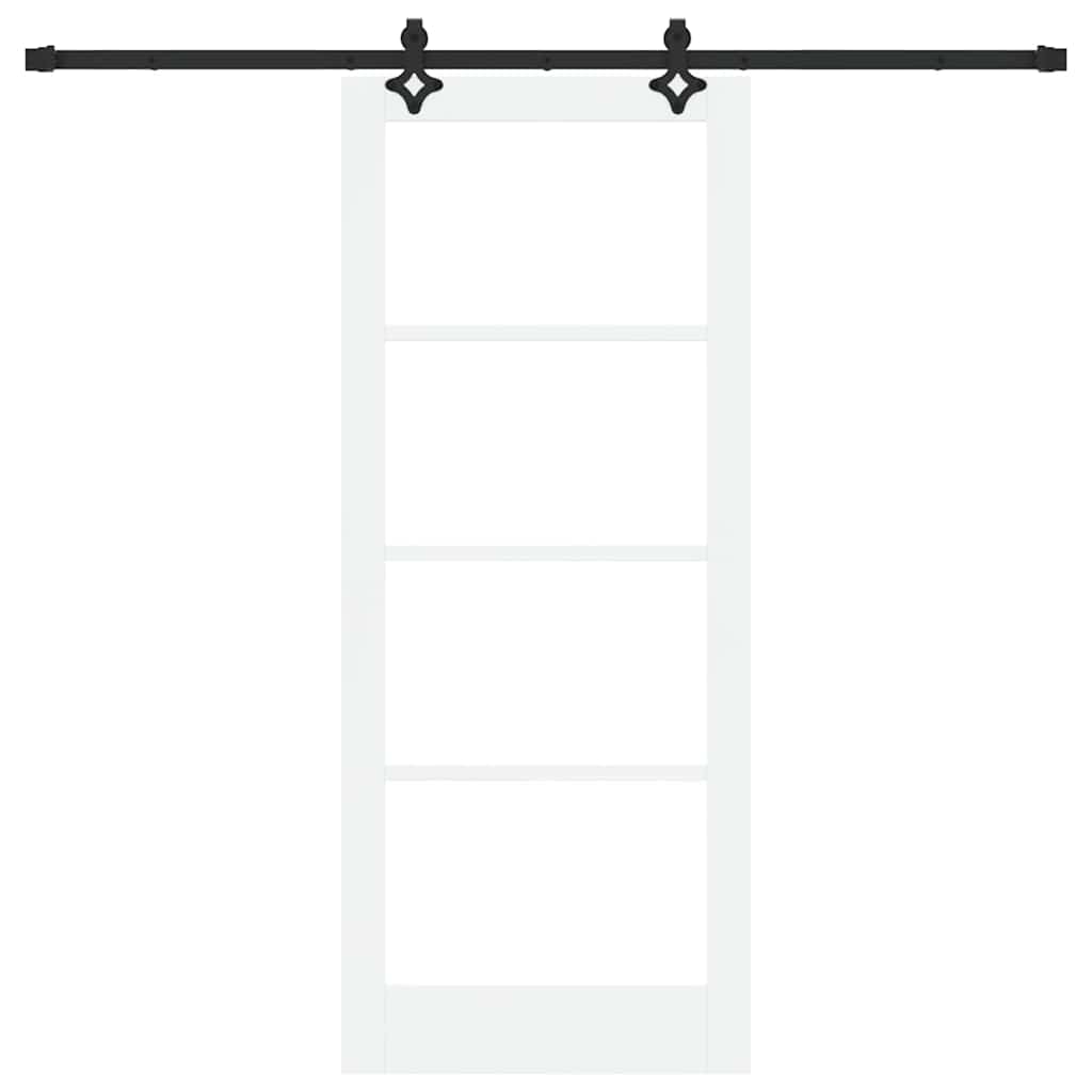 vidaXL Sliding Door White 83 x 202 cm Solid Pine Wood and Glass 4