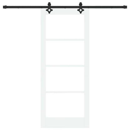 vidaXL Sliding Door White 83 x 202 cm Solid Pine Wood and Glass 4