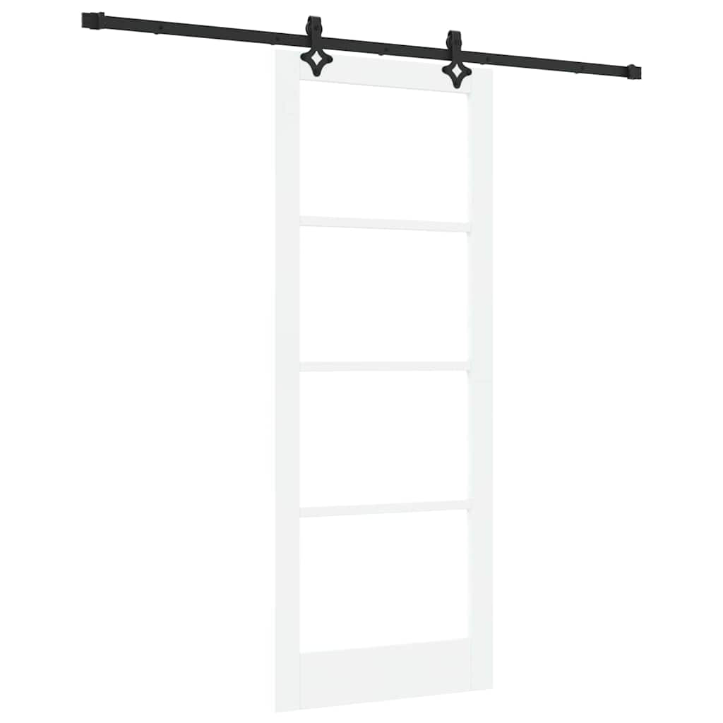 vidaXL Sliding Door White 83 x 211 cm Solid Pine Wood and Glass 2