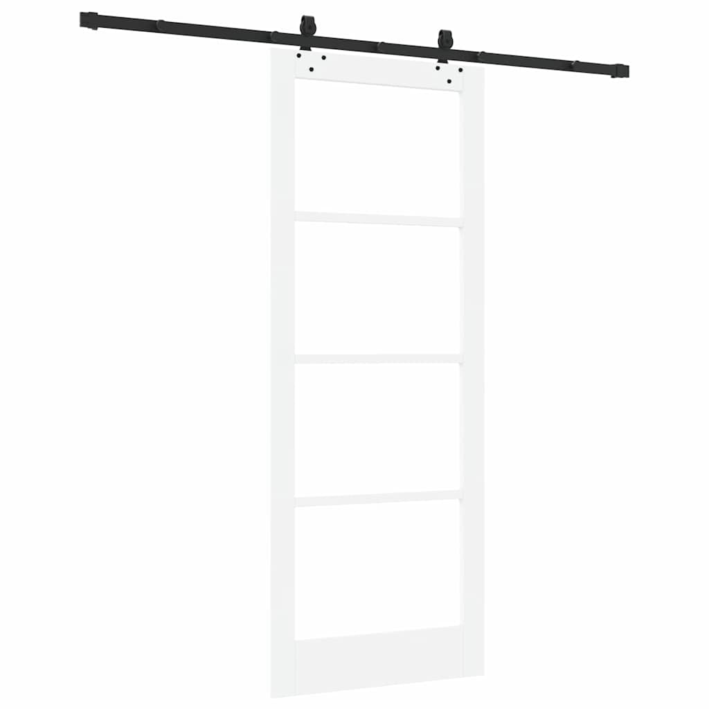 vidaXL Sliding Door White 83 x 211 cm Solid Pine Wood and Glass 6