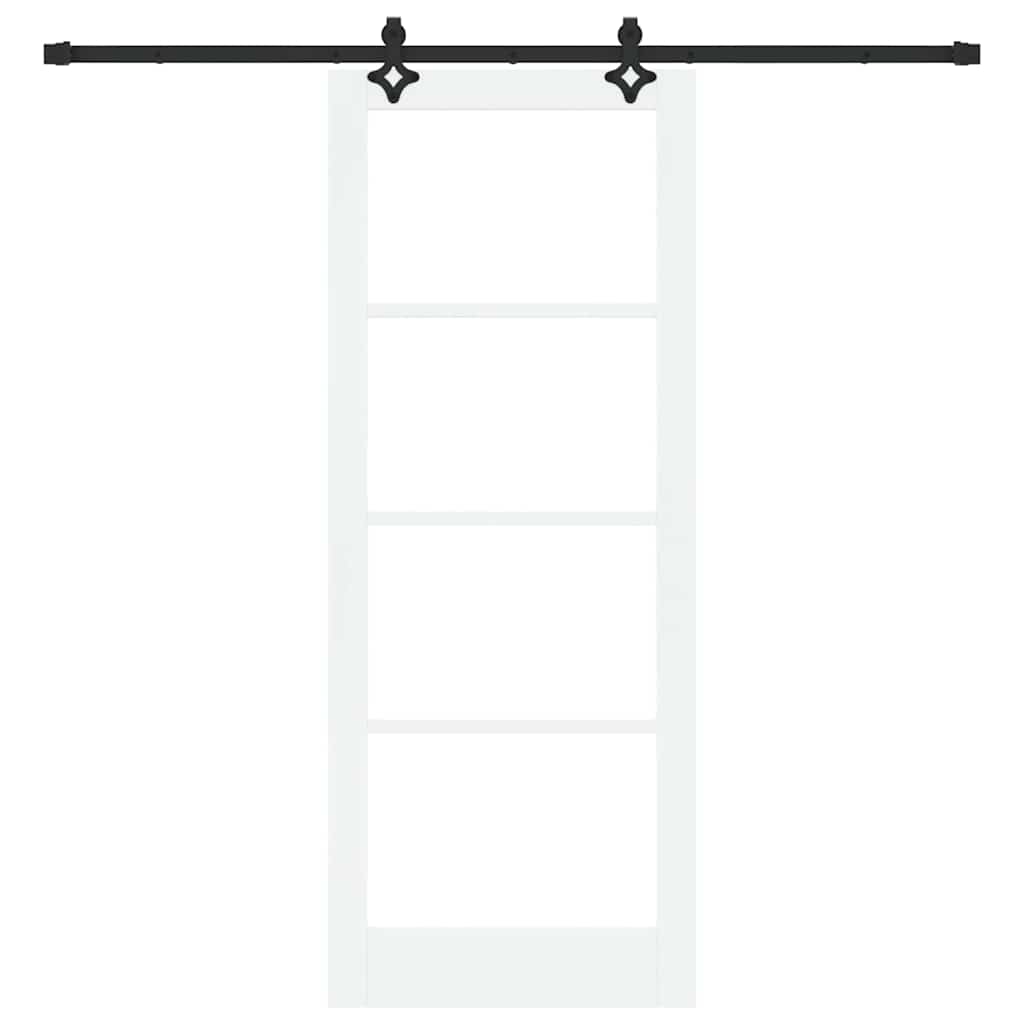vidaXL Sliding Door White 83 x 211 cm Solid Pine Wood and Glass 4