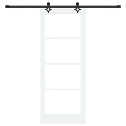 vidaXL Sliding Door White 83 x 211 cm Solid Pine Wood and Glass 4
