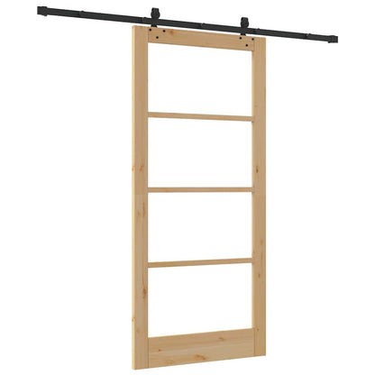 vidaXL Sliding Door Natural 93 x 202 cm Solid Pine Wood and Glass 6
