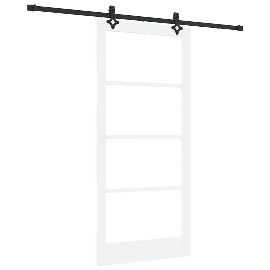 vidaXL Sliding Door White 93 x 202 cm Solid Pine Wood and Glass 2