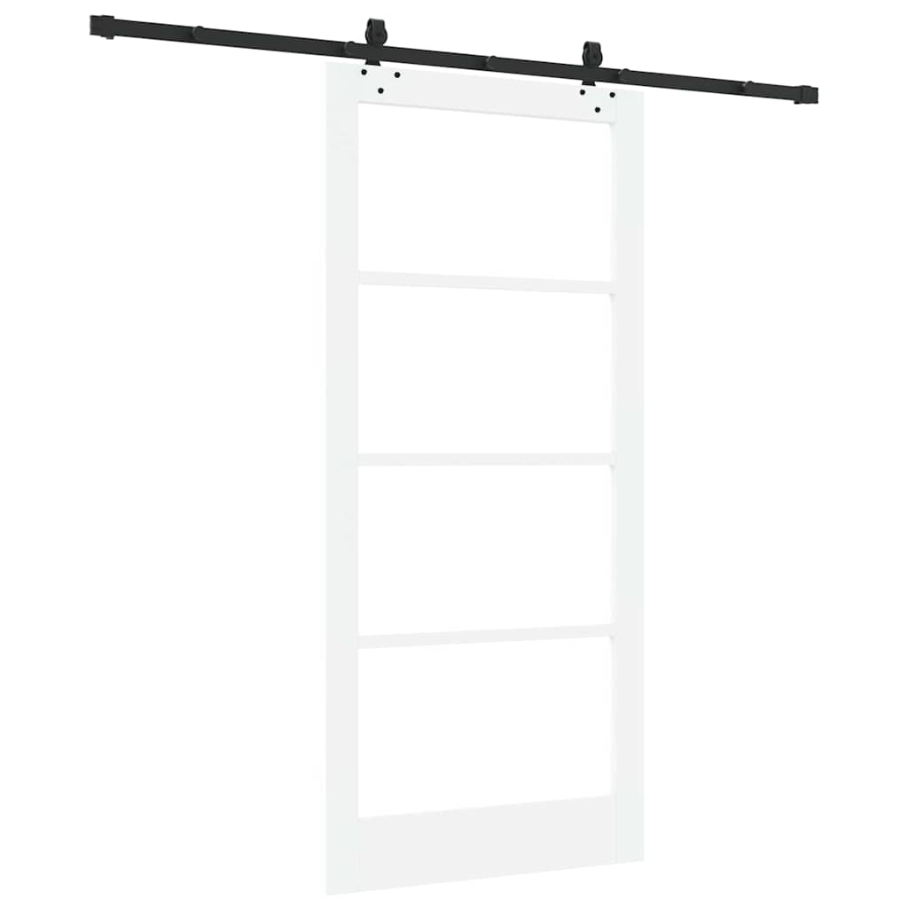 vidaXL Sliding Door White 93 x 202 cm Solid Pine Wood and Glass 6