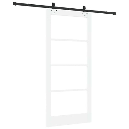 vidaXL Sliding Door White 93 x 202 cm Solid Pine Wood and Glass 6