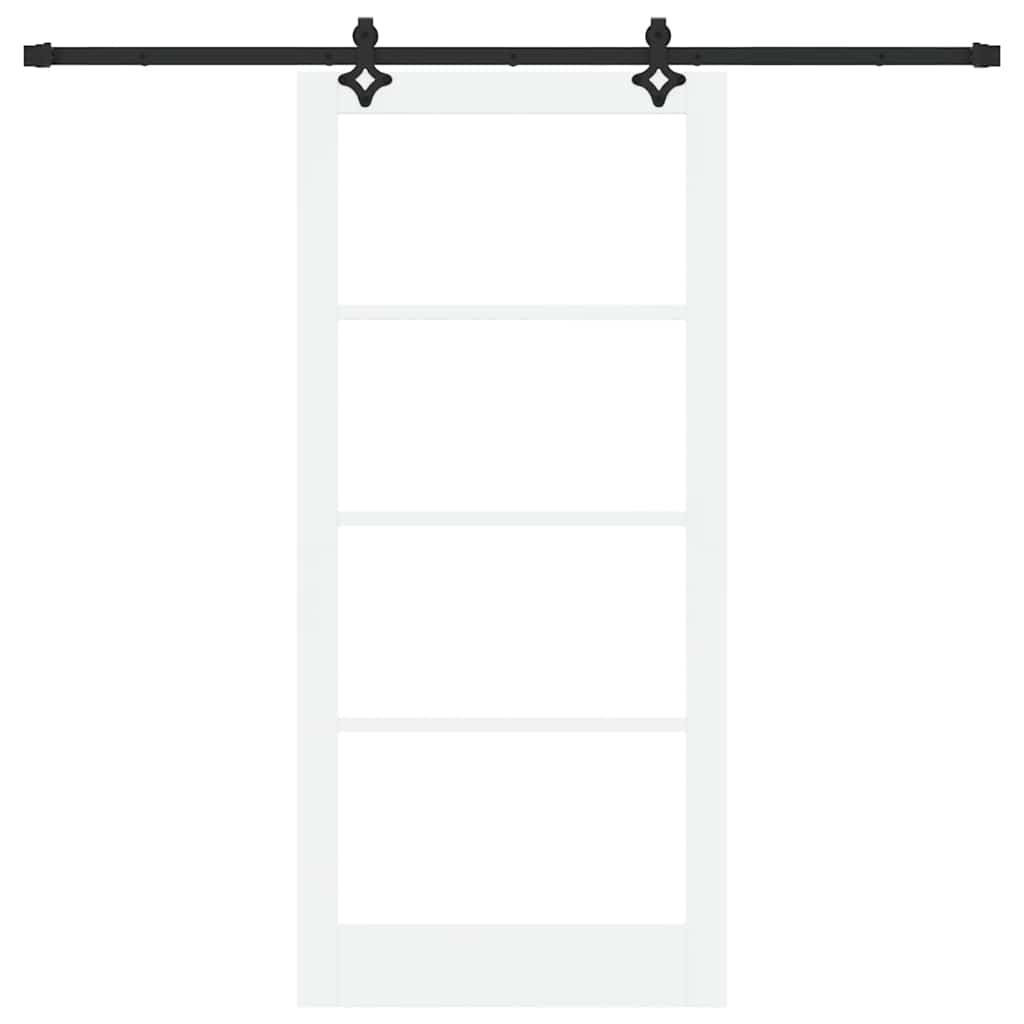 vidaXL Sliding Door White 93 x 202 cm Solid Pine Wood and Glass 4