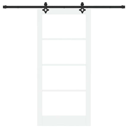 vidaXL Sliding Door White 93 x 202 cm Solid Pine Wood and Glass 4