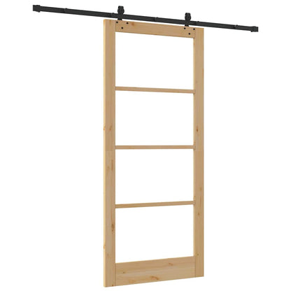 vidaXL Sliding Door Natural 93 x 211 cm Solid Pine Wood and Glass 6