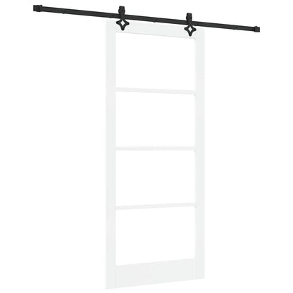vidaXL Sliding Door White 93 x 211 cm Solid Pine Wood and Glass 2