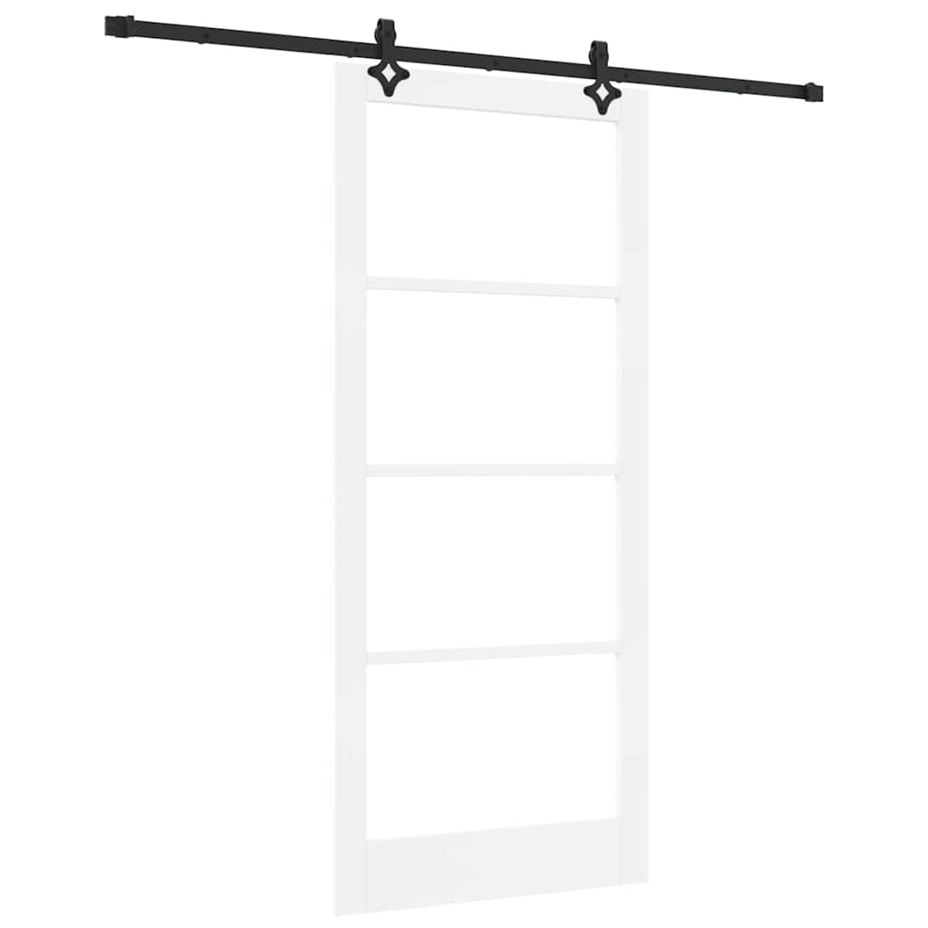 Sliding Door Solid Pine Wood and Glass White 93 cm 211 cm 213.5 cm