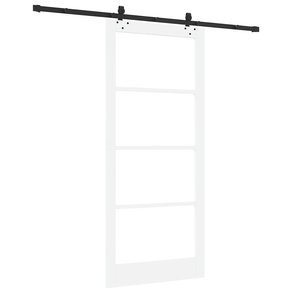 vidaXL Sliding Door White 93 x 211 cm Solid Pine Wood and Glass 6