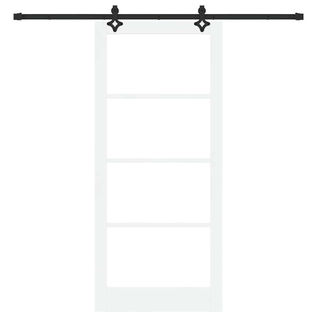 vidaXL Sliding Door White 93 x 211 cm Solid Pine Wood and Glass 4