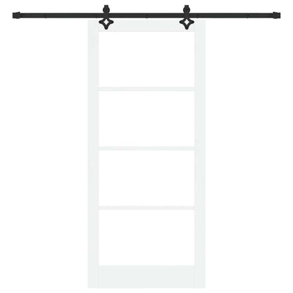 vidaXL Sliding Door White 93 x 211 cm Solid Pine Wood and Glass 4