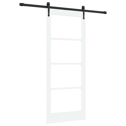 vidaXL Sliding Door 83 x 202 cm Solid Pine Wood and Glass White 2